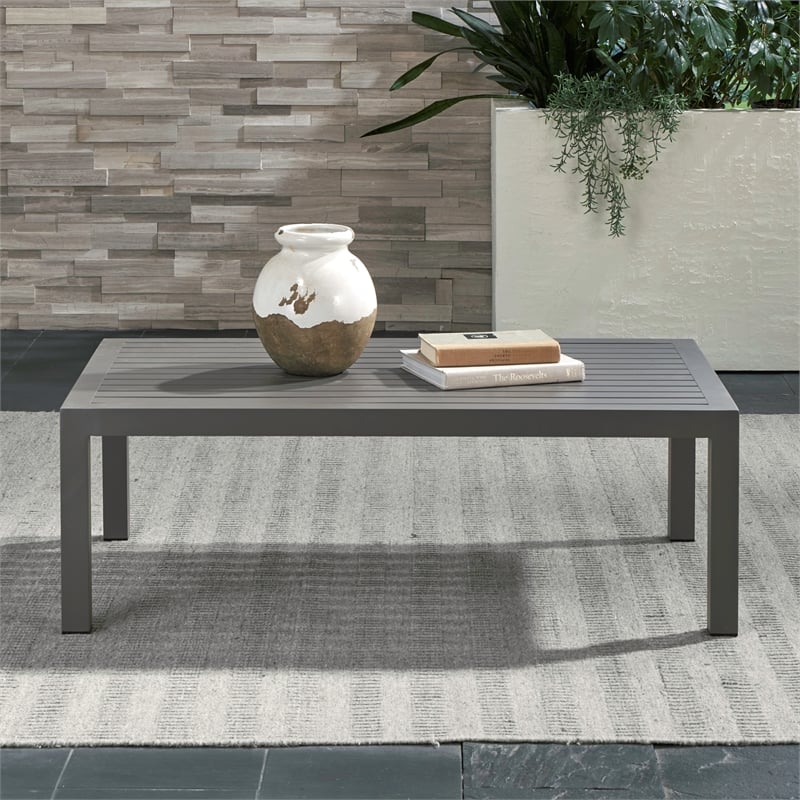 Liberty Furniture Plantation Key Aluminum Outdoor Cocktail Table in Gray Granite