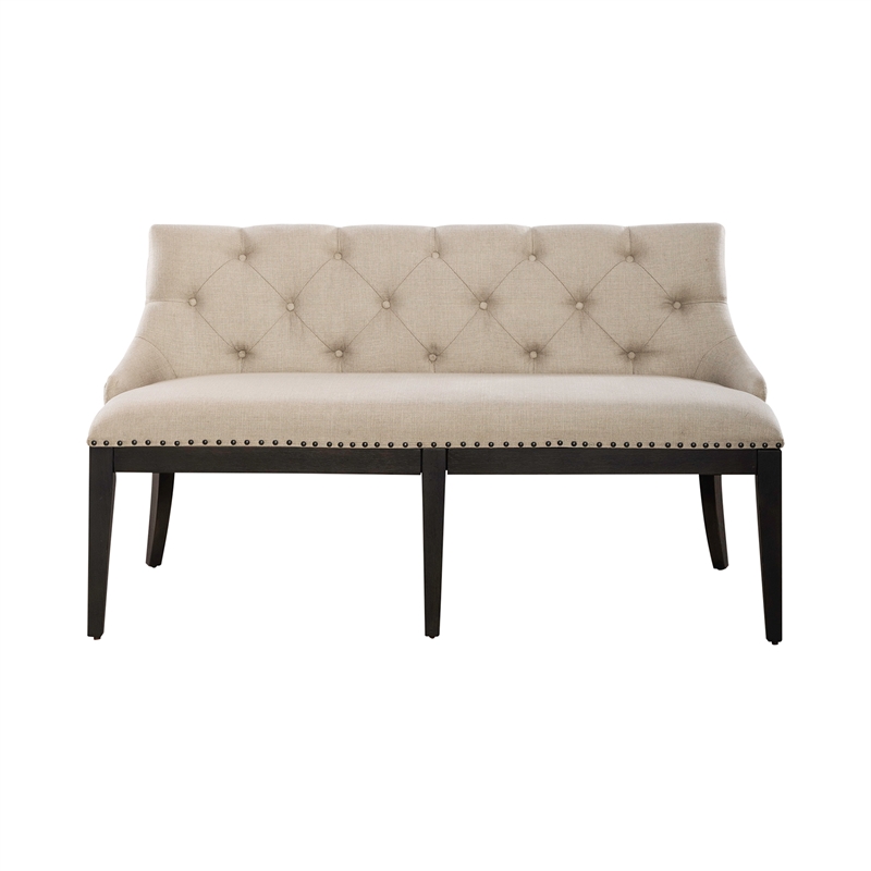 Americana Farmhouse Upholstered Shelter Dining Bench- Black