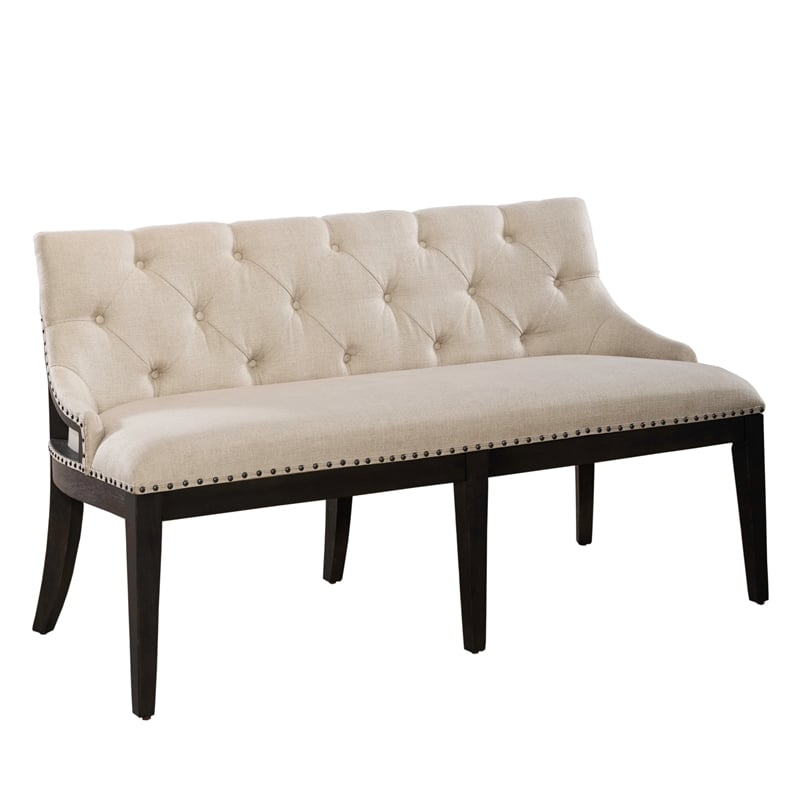 Americana Farmhouse Upholstered Shelter Dining Bench- Black