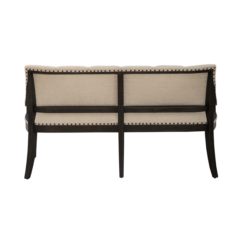 Americana Farmhouse Upholstered Shelter Dining Bench- Black
