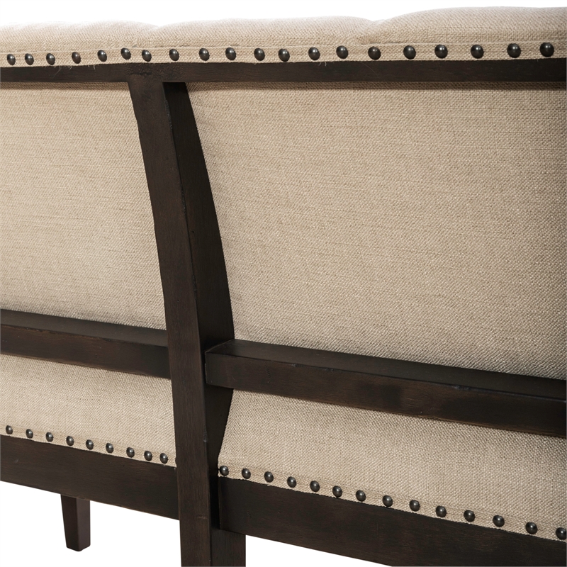 Americana Farmhouse Upholstered Shelter Dining Bench- Black