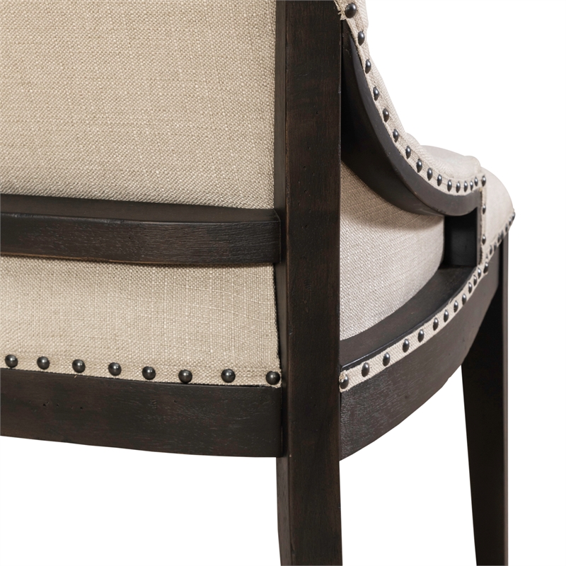 Americana Farmhouse Upholstered Shelter Dining Bench- Black