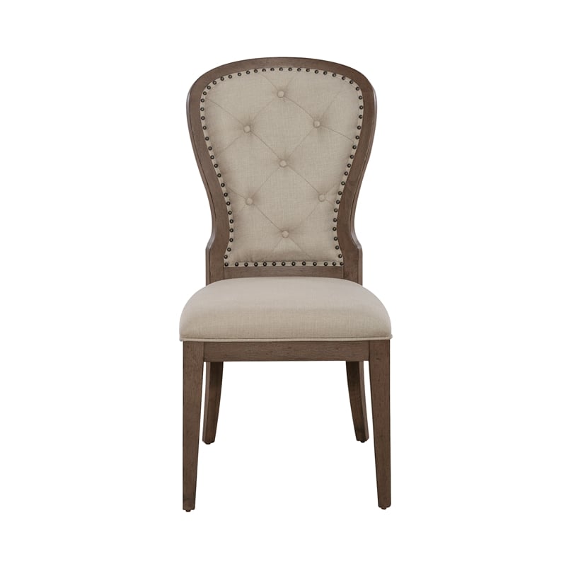 Americana Farmhouse Upholstered Tufted Back Side Chair - Set of 2