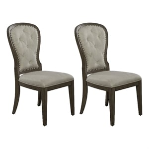 Americana Farmhouse Upholstered Tufted Back Side Chair - Set of 2