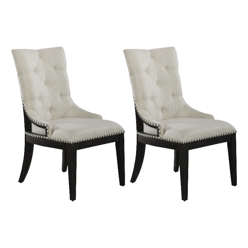 Americana Farmhouse Upholstered Shelter Side Chair (RTA) - Black - Set of 2