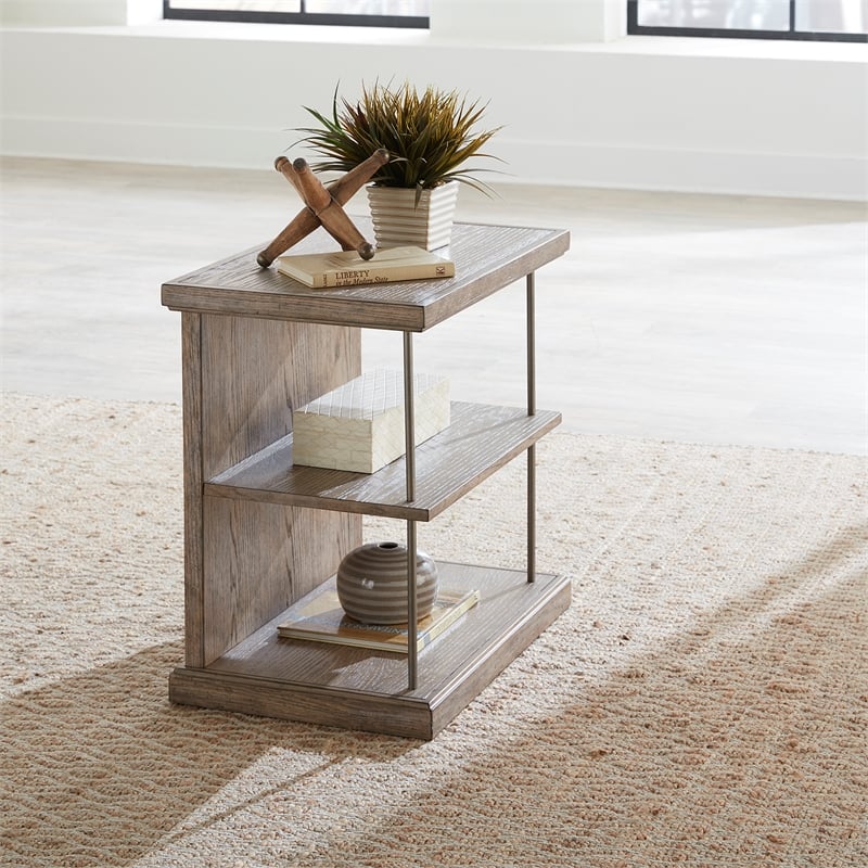 Liberty Furniture City Scape Wood Chair Side Table in Burnished Beige