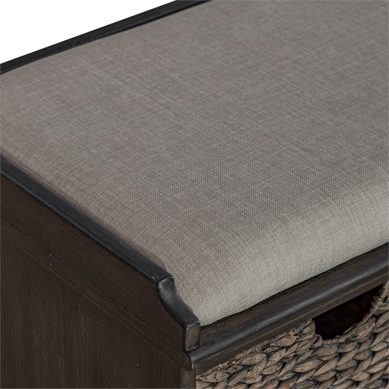 Liberty Furniture Mill Creek Wood Wall Bench in Peppercorn Espresso