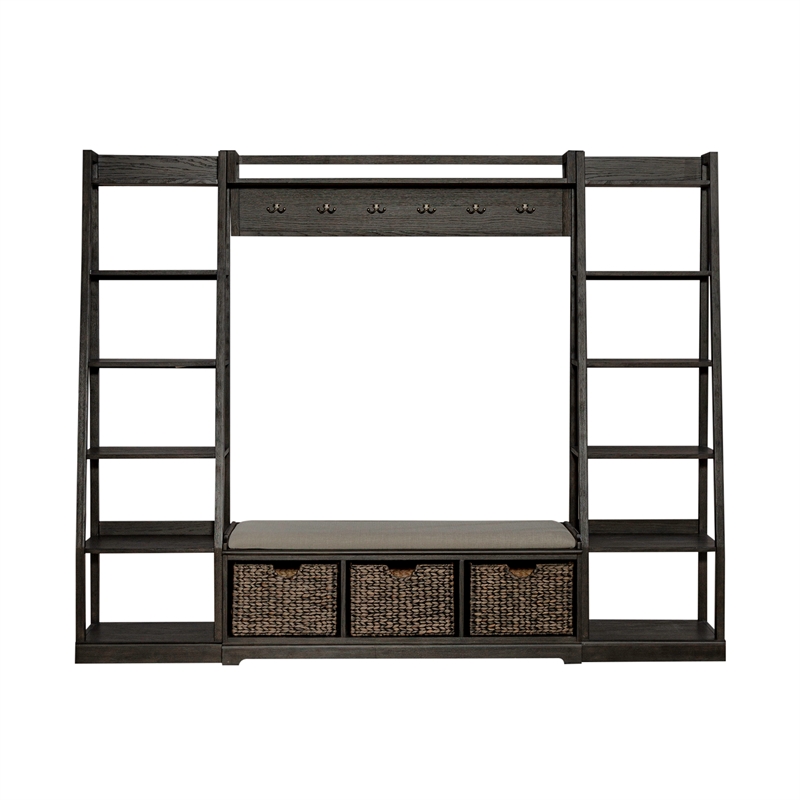 Liberty Furniture Mill Creek Transitional Wood Wall Unit in Peppercorn Espresso