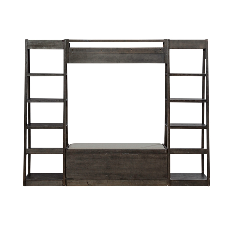 Liberty Furniture Mill Creek Transitional Wood Wall Unit in Peppercorn Espresso