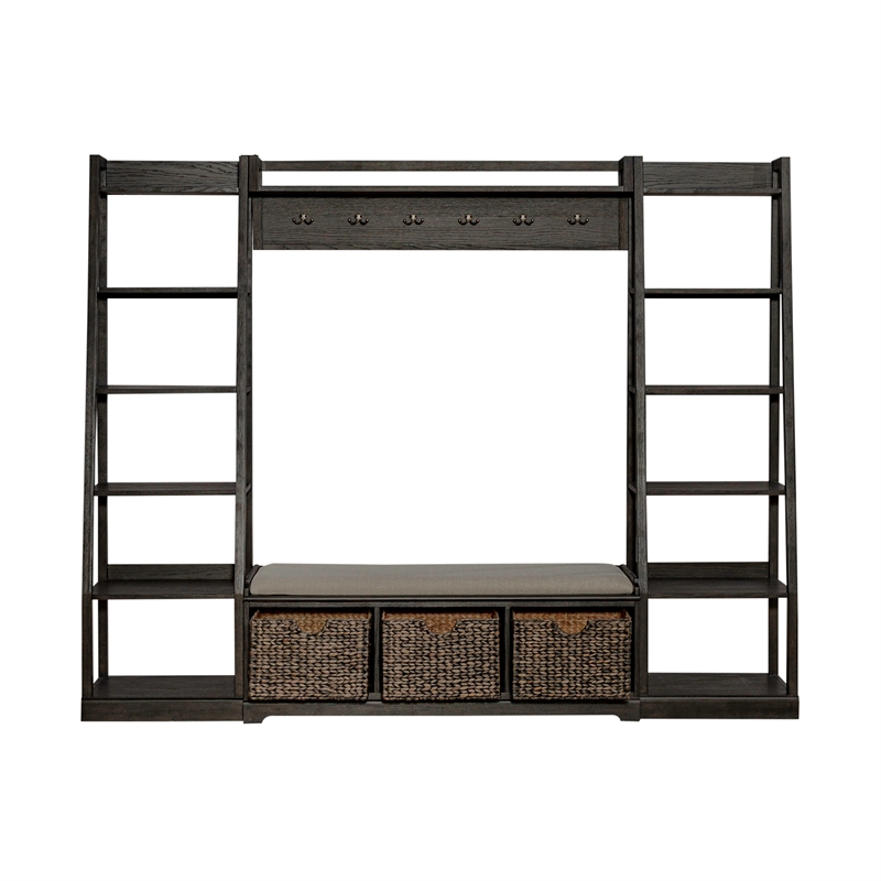 Liberty Furniture Mill Creek Transitional Wood Wall Unit in Peppercorn Espresso
