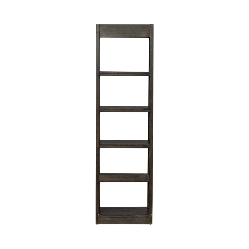 Liberty Furniture Mill Creek 6-Shelf Wood Wall Pier in Peppercorn Espresso