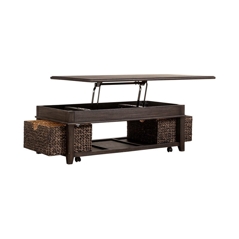 Liberty Furniture Mill Creek Wood Cocktail Table in Peppercorn Espresso
