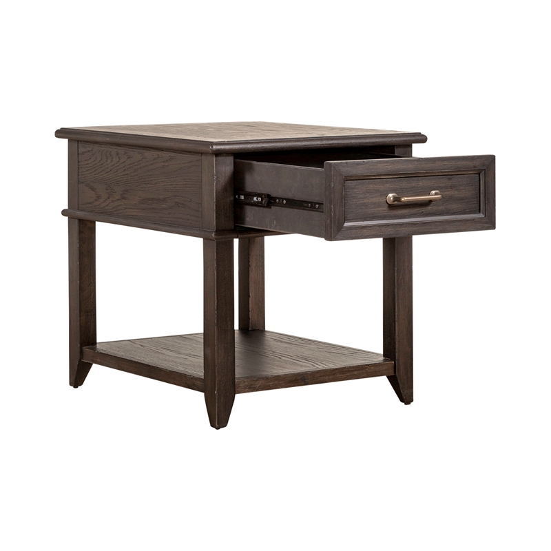 Liberty Furniture Mill Creek 1-Drawer Wood End Table in Peppercorn Espresso