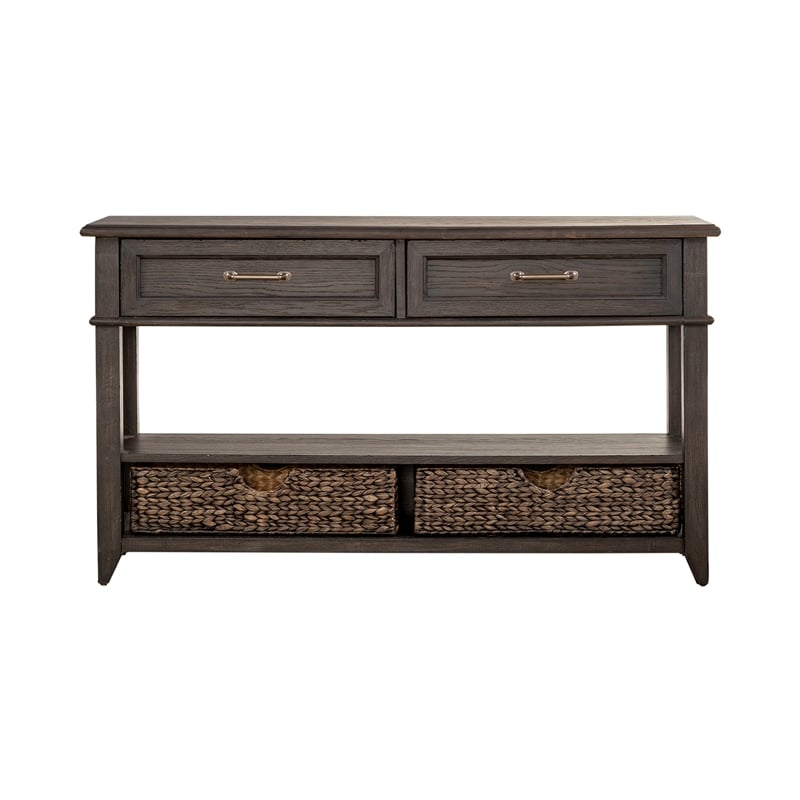 Liberty Furniture Mill Creek 2-Drawer Wood Sofa Table in Peppercorn Espresso