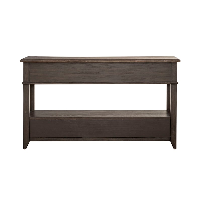 Liberty Furniture Mill Creek 2-Drawer Wood Sofa Table in Peppercorn Espresso