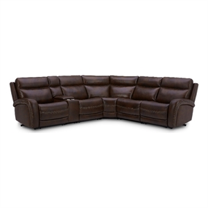 Liberty Furniture Blair 6-Piece Transitional Leather Sectional in Brown