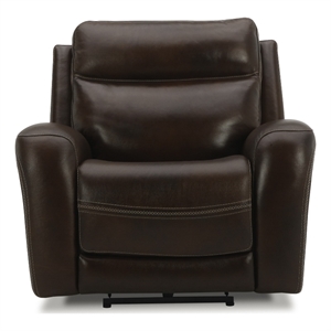 liberty furniture blair transitional leather power recliner in brown