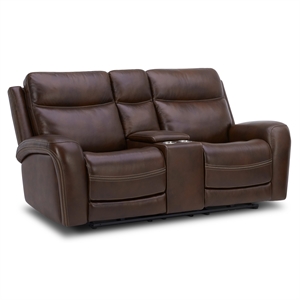 Liberty Furniture Blair Transitional Leather Loveseat in Brown