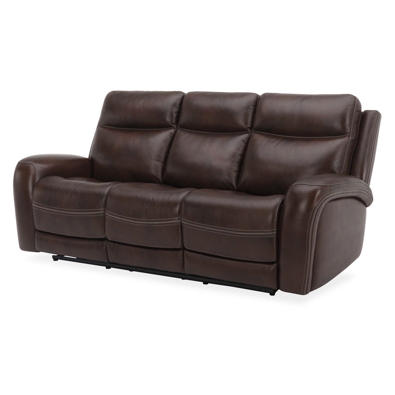 Liberty Furniture Blair Transitional Leather Power Reclining Sofa in Brown