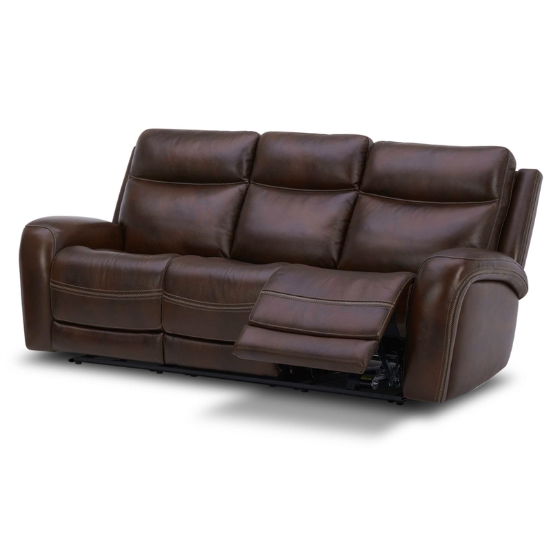 Liberty Furniture Blair Transitional Leather Power Reclining Sofa in Brown