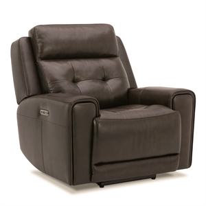 liberty furniture carrington transitional leather power recliner in dark brown
