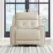 Liberty Furniture Carrington Transitional Leather Power Recliner in Off White