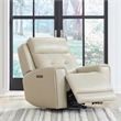 Liberty Furniture Carrington Transitional Leather Power Recliner in Off White