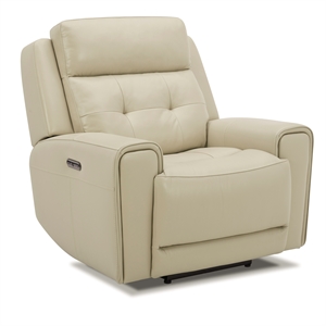 liberty furniture carrington transitional leather power recliner in off white