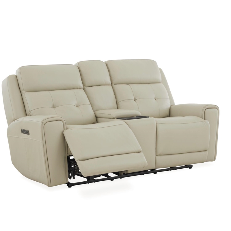 Liberty Furniture Carrington Transitional Leather Loveseat in Off White