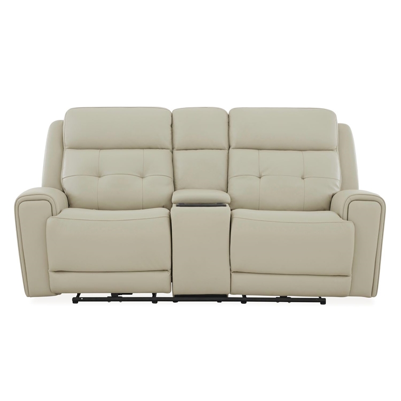 Liberty Furniture Carrington Transitional Leather Loveseat in Off White