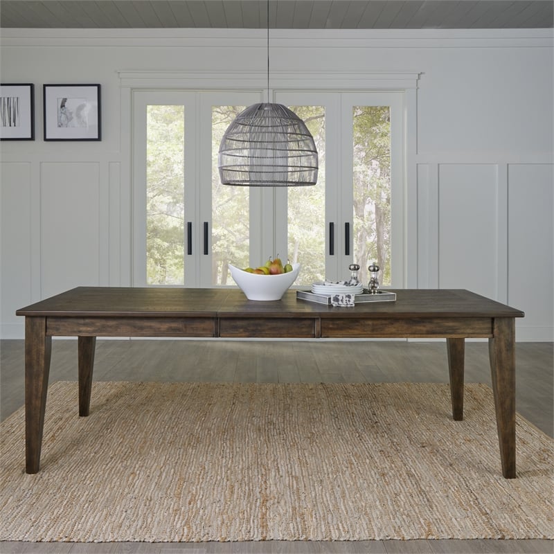 Midland Falls Rectangular Leg Table - Rustic Brown