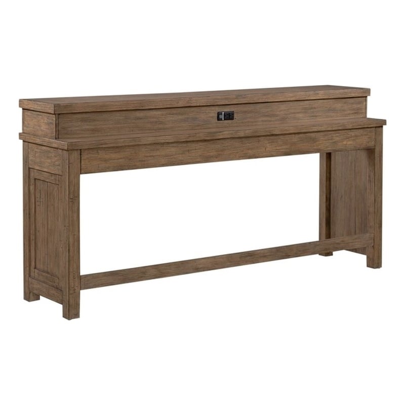 Liberty Furniture Pinebrook Ridge Console Bar Table in Weathered Toffee