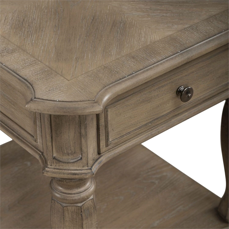 End Table With Drawer in Weathered Bisque