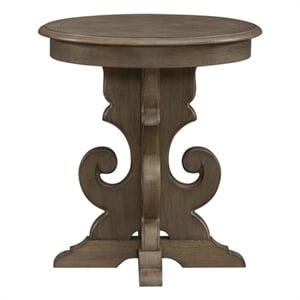 Magnolia Manor Round End Table - Weathered Bisque Finish