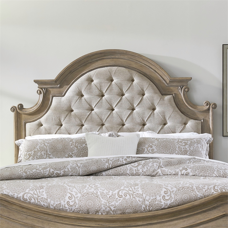 Magnolia Manor King Uph Bed in Weathered Bisque