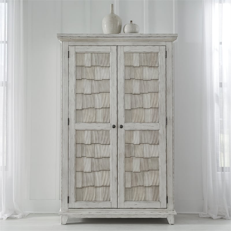 River Place Armoire in Riverstone White