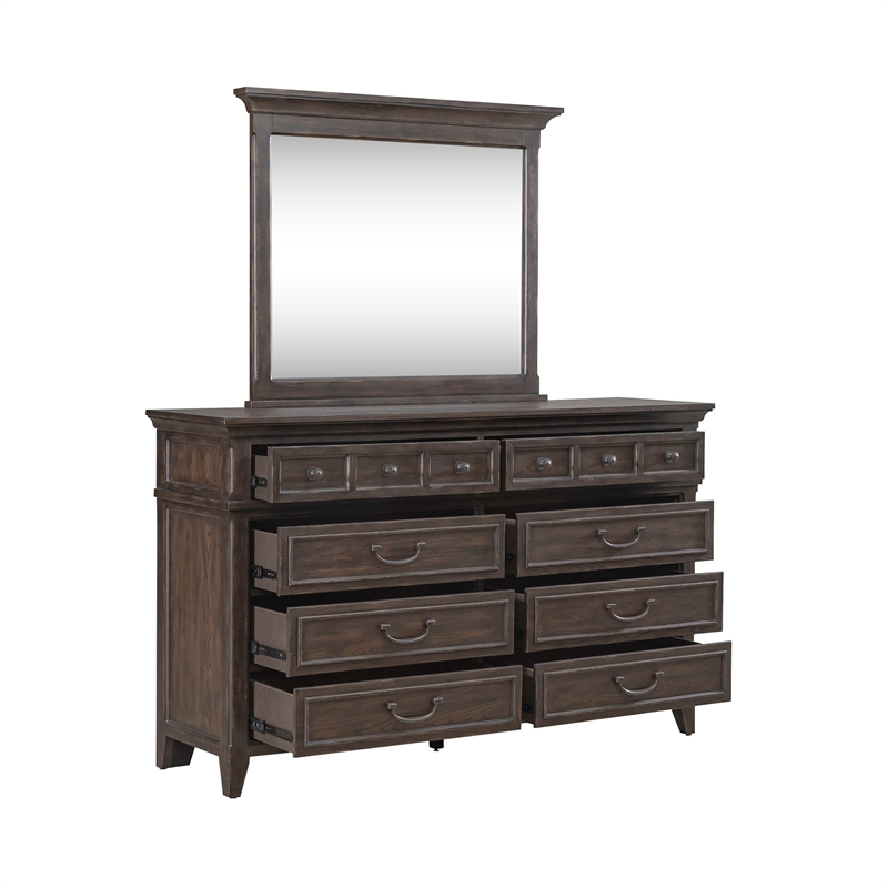 Paradise Valley Dresser & Mirror Set - Saddle Brown