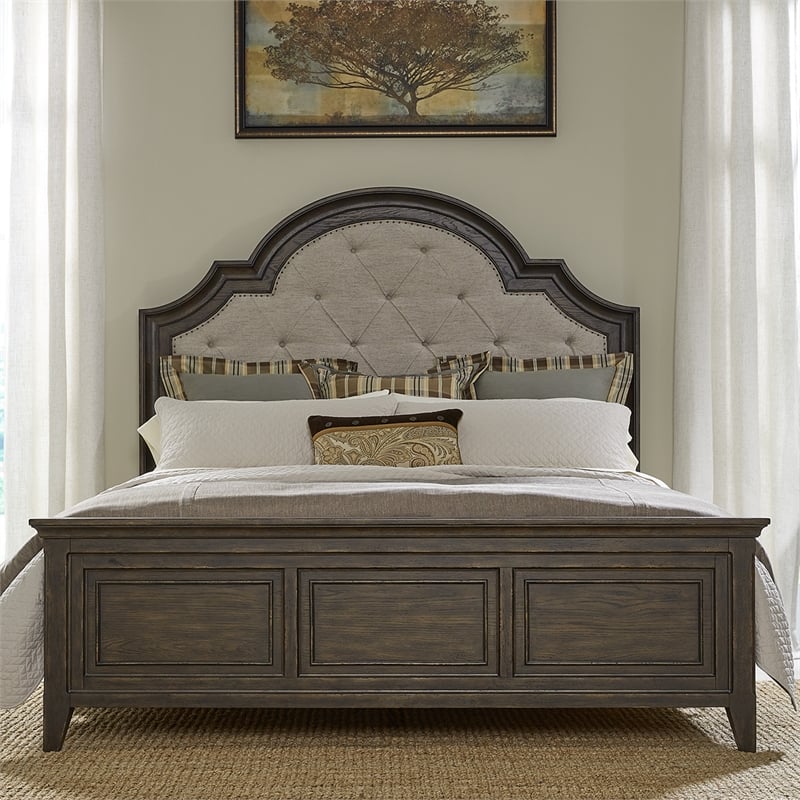 Paradise Valley King Uph Bed- Saddle Brown