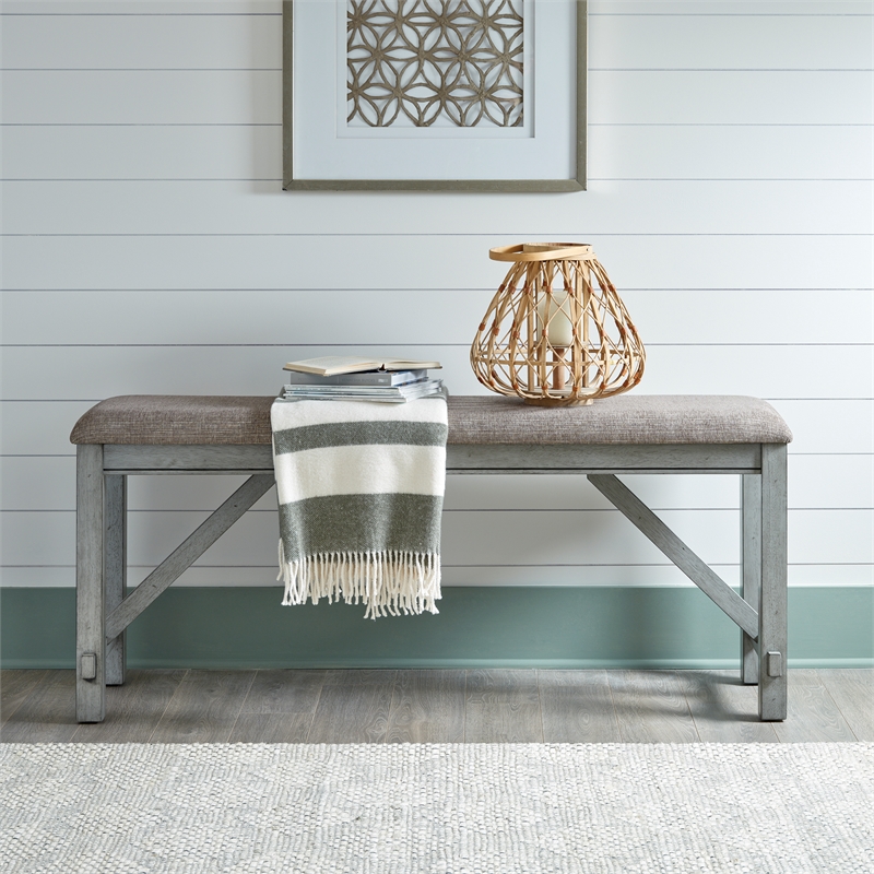 Liberty Furniture Newport Counter Height Dining Bench in Gray