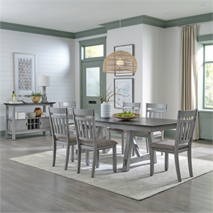Newport 7 Piece Trestle Table Set in Gray