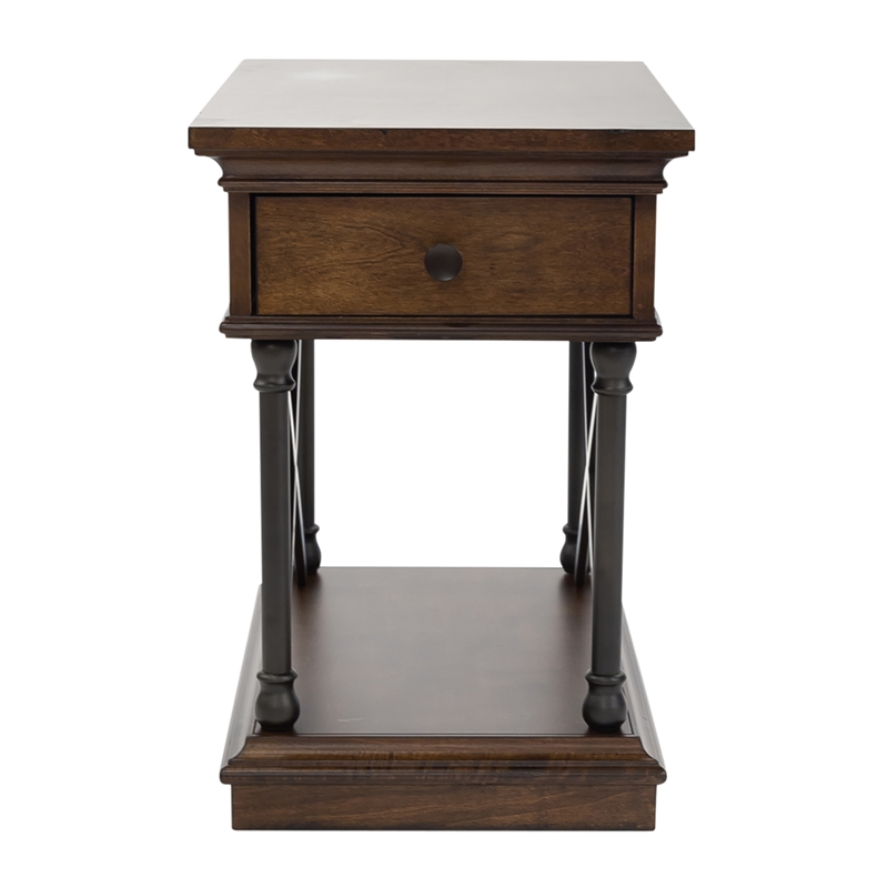 Tribeca Drawer Chair Side Table in Brown