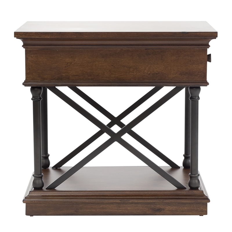 Tribeca Drawer Chair Side Table in Brown