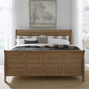 grandpas cabin queen sleigh bed in sandstone