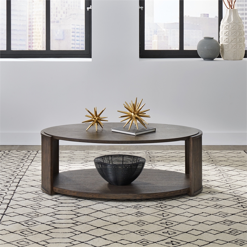 City View Oval Cocktail Table in Coffee Bean