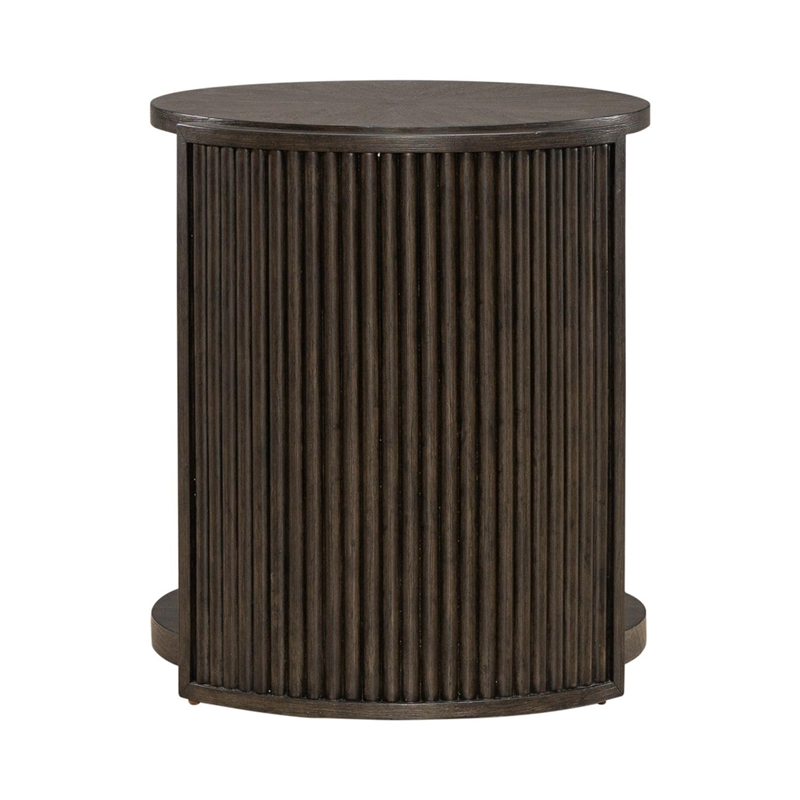 City View Round End Table in Coffee Bean