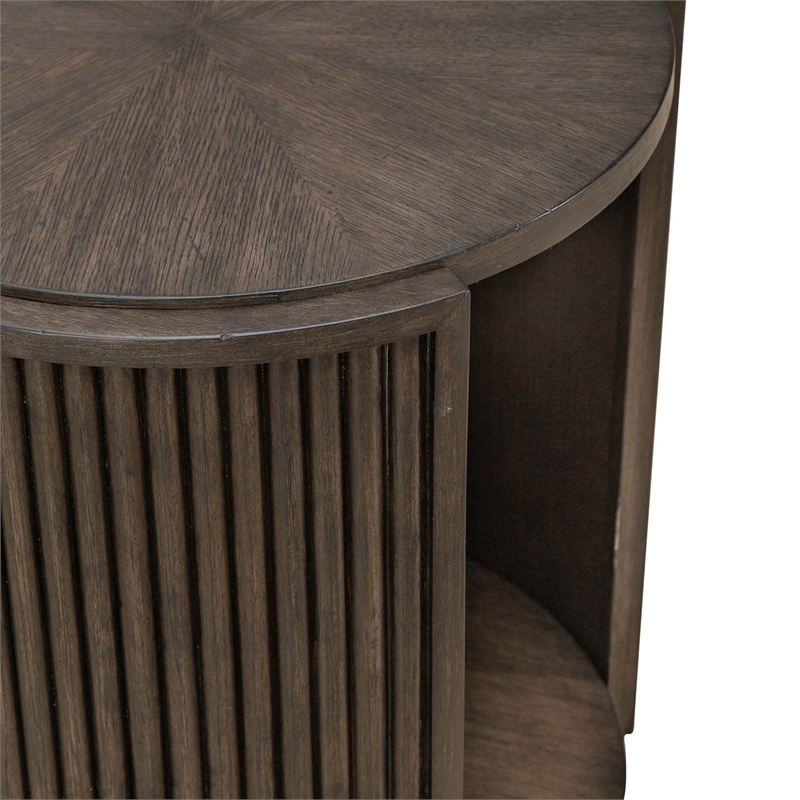 City View Round End Table in Coffee Bean