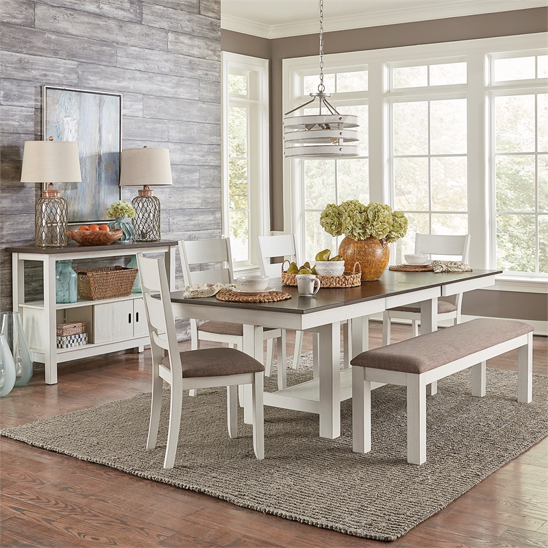 Brook Bay Opt 6 Piece Trestle Table Set in White