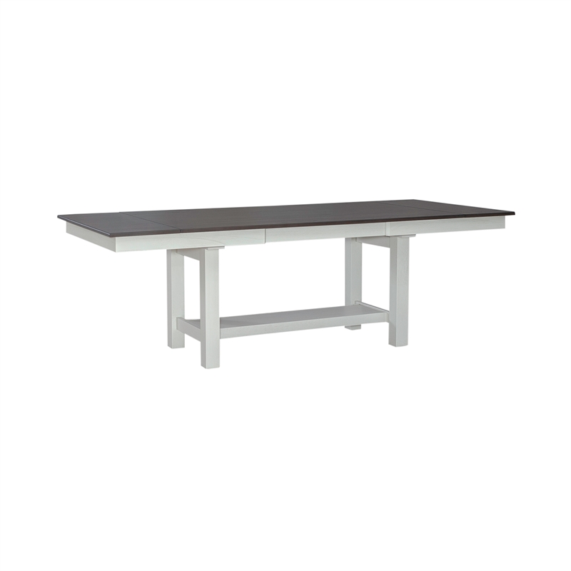 Brook Bay Wood Trestle Table Set in Textured White