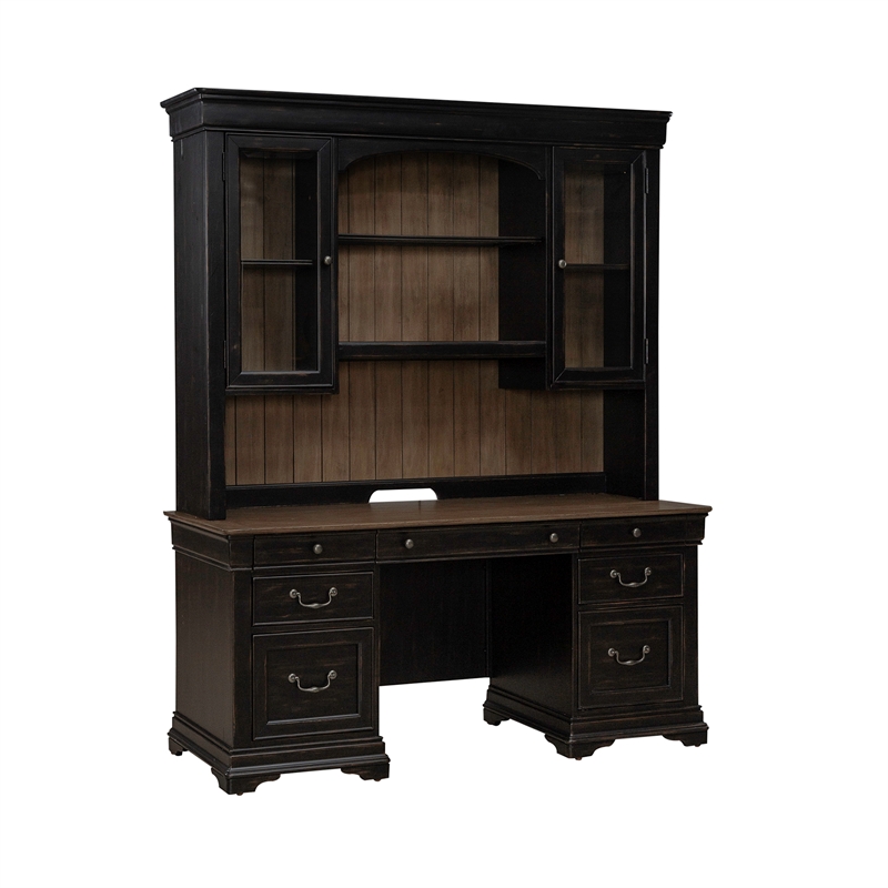 Meritage Credenza & Hutch - Aged Charcoal