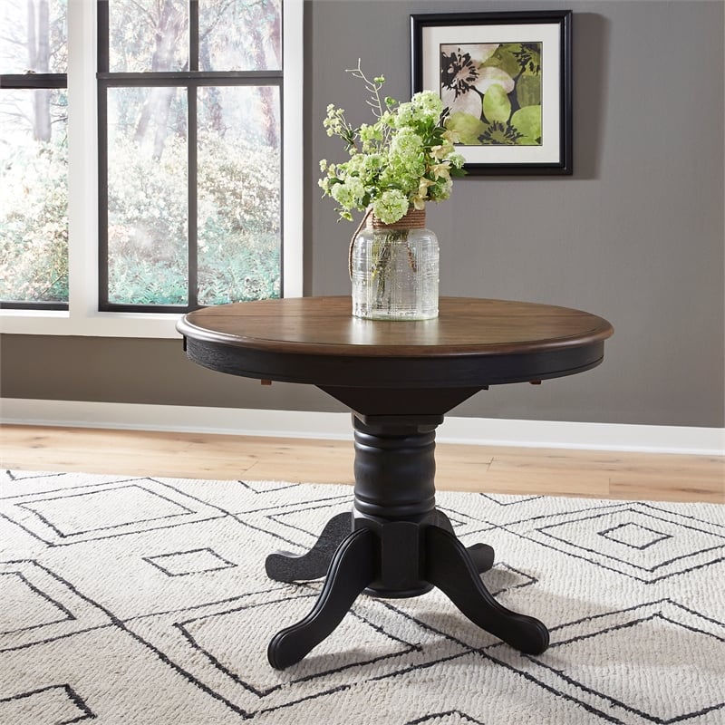 Carolina Crossing Pedestal Table Set- Black